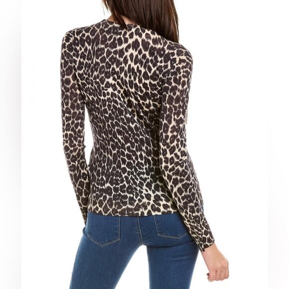 NWT BOSS Flippie Wool Top Beige Black Animal Print Hugo Boss Knit Sweater S - Picture 2 of 11
